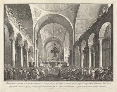 De nieuw gekozen doge gepresenteerd aan het volk in San Marco, 1763-1766 door Giovanni Battista Brostoloni