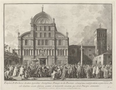 Bezoek van de Doge aan San Zaccaria op Paaszondag, 1763-1766 door Giovanni Battista Brostoloni