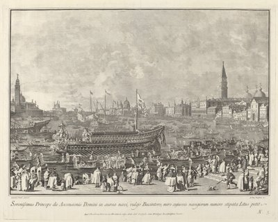 De Doge in de Bucintoro Vertrekt naar de Porto di Lido op Hemelvaartsdag door Giovanni Battista Brustolon after Canaletto