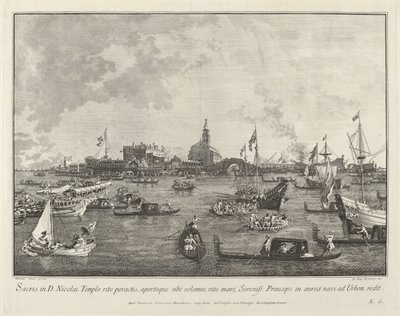 De Doge in de Bucintoro Vertrekt uit San Nicolò di Lido door Giovanni Battista Brustolon after Canaletto