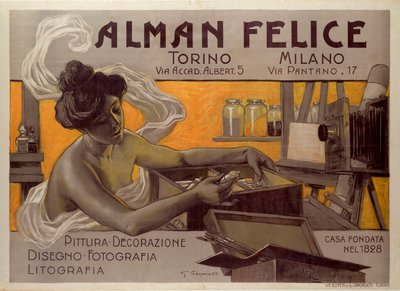 Reclameposter voor Alman Felice, Torino - Milaan, Italië door Giovanni Battista Carpanetto