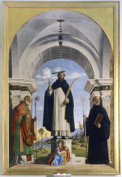 Sint Petrus Martelaar met Heiligen Nicolaas en Benedictus door Giovanni Battista Cima da Conegliano
