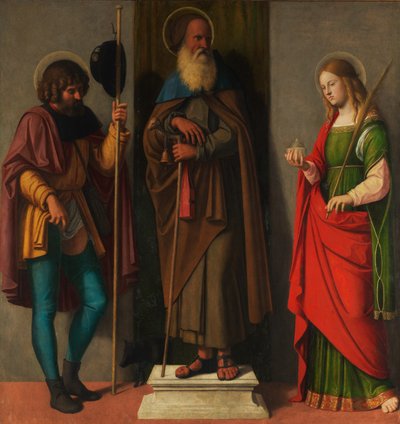 Drie heiligen: Rochus, Antonius Abt en Lucia door Giovanni Battista Cima da Conegliano