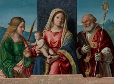Maagd en Kind met Heiligen Catharina en Nicolaas door Giovanni Battista Cima da Conegliano