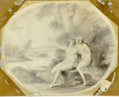 Adam en Eva in het paradijs door Giovanni Battista Cipriani