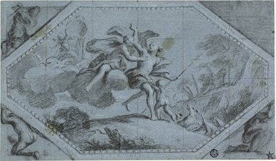 Plafonddecoratie met Venus en Adonis door Giovanni Battista Cipriani