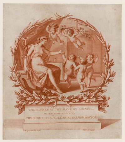 Uitnodiging voor diner in het Mansion House, Londen, op 28 maart 1796 (gravure) door Giovanni Battista Cipriani