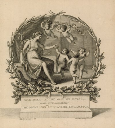 Toegangsbewijs voor het bal in het Mansion House, Londen, 17 april 1775 door Giovanni Battista Cipriani