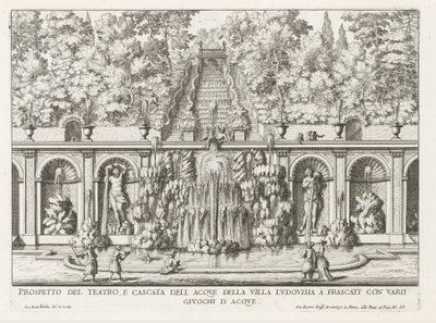 Cascade en Teatro delle Acque in de tuinen van de Villa Torlonia te Frascati door Giovanni Battista Falda