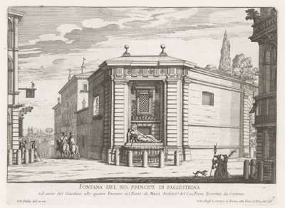 Dianafontein van de Quattro Fontane te Rome door Giovanni Battista Falda