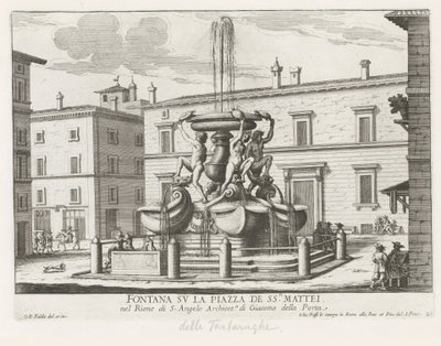 Fontana delle Tartarughe op Piazza Mattei te Rome door Giovanni Battista Falda