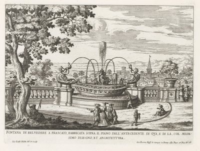 Fontein in de tuinen van de Villa Aldobrandini te Frascati door Giovanni Battista Falda