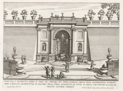 Fontein in de tuinen van de Villa Aldobrandini te Frascati door Giovanni Battista Falda