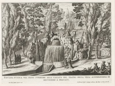 Fontein in de tuinen van de Villa Aldobrandini te Frascati door Giovanni Battista Falda