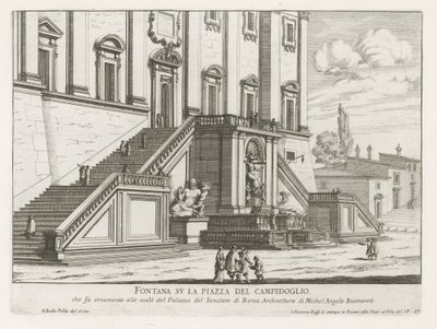 Fontein voor het Palazzo Senatorio op het Capitool te Rome door Giovanni Battista Falda