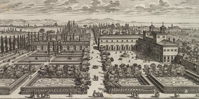 Uitzicht op de Villa Medici, na 1677 door Giovanni Battista Falda