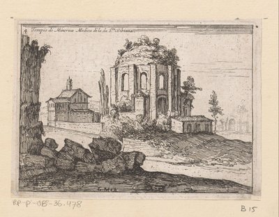 Resten van de Tempel van Minerva Medica in een landschap door Giovanni Battista Mercati