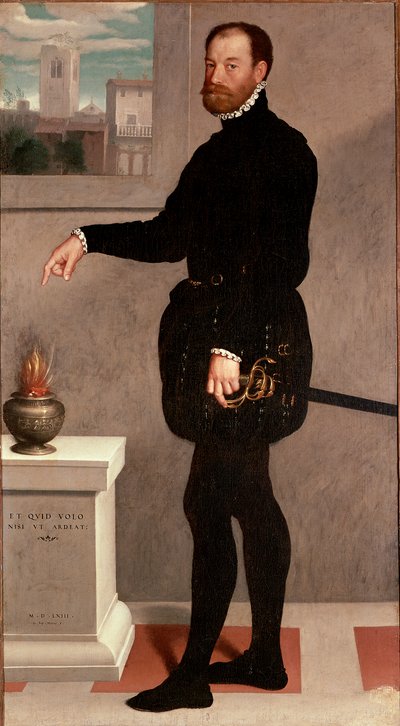 Portret van Graaf Pietro Secco-Suardi. Schilderij door Giovan Battista Moroni door Giovanni Battista Moroni