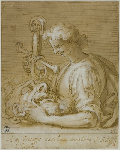 David met Goliaths hoofd en zwaard door Giovanni Battista Paggi