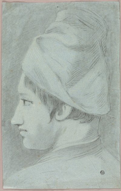 Hoofd van jongen met hoed in profiel door Giovanni Battista Piazzetta