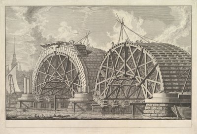 Een deel van de geplande brug bij Blackfriars, Londen, ca. 1764 door Giovanni Battista Piranesi