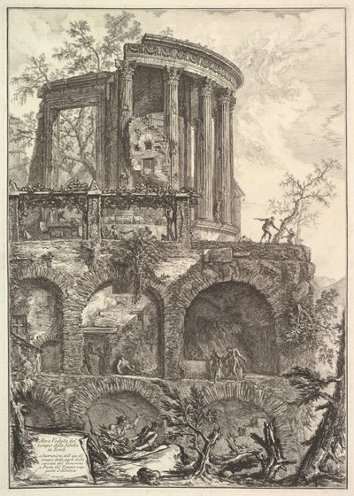 Altra V. del Tempio della Sibilla in Tivoli Een ander uitzicht op de Tempel van de Sibylle, 18e eeuw door Giovanni Battista Piranesi