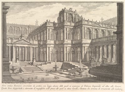 Oud Romeins forum omgeven door portieken, met loggia