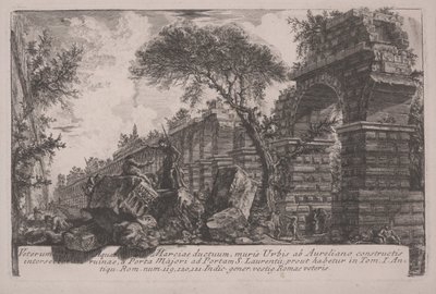 Oude aquaduct van de Acqua Marcia bij de stadsmuren opgericht door Aurelianus door Giovanni Battista Piranesi