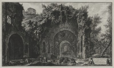 Gezicht op de bron en de grot van Egeria buiten de Porta Capena of van San Sebastiano, uit: Vedute di Roma door Giovanni Battista Piranesi
