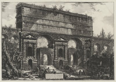 Gezicht op het bouwwerk dat keizer Titus Vespasianus liet bouwen voor de restauratie van de aquaducten van Acqua dell