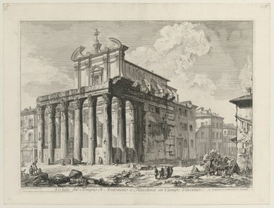 Gezicht op de tempel van Antoninus en Faustina door Giovanni Battista Piranesi