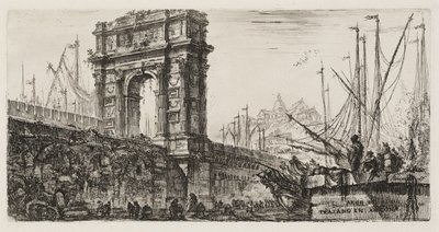 Boog van Trajanus in Ancona, plaat 28 uit Enkele Zichten van Triomfbogen en andere monumenten door Giovanni Battista Piranesi