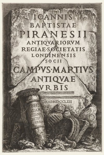 Boek, Frontispice, met toewijding aan Robert Adam, in Il Campo Marzio dell