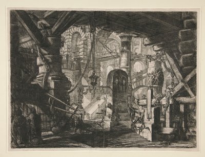 Carceri, XVI: De steiger met kettingen door Giovanni Battista Piranesi