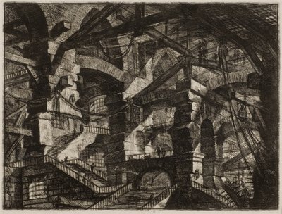 Denkbeeldige kerkers XIV door Giovanni Battista Piranesi