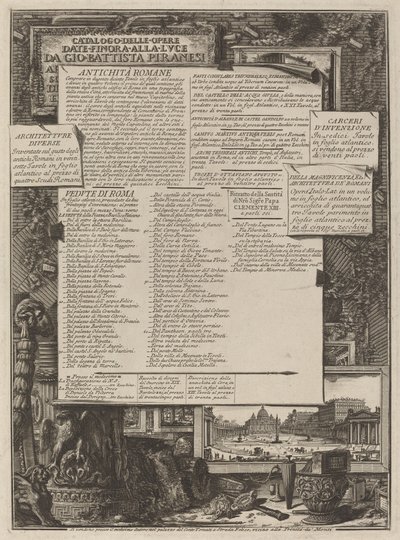 Catalogus van de Werken door Giovanni Battista Piranesi