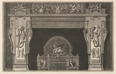 Schouwstuk: Fries van trofeeën en gevleugelde Overwinningen op de latei, met hoorn des overvloeds, ca. 1769 door Giovanni Battista Piranesi