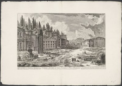 Forum Romanum met de Tempel van Jupiter Stator te Rome door Giovanni Battista Piranesi
