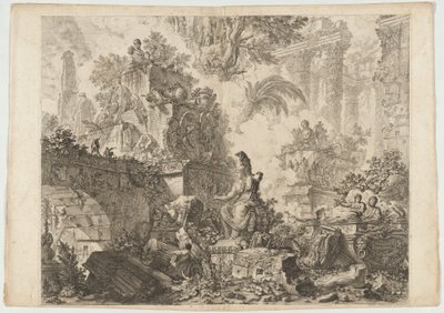 Frontispice, met Beeld van Minerva door Giovanni Battista Piranesi