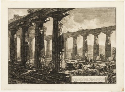 Interieur Zicht van de Tempel die naar men Gelooft Gewijd is aan Juno, uit Verschillende Zichten van Paestum door Giovanni Battista Piranesi