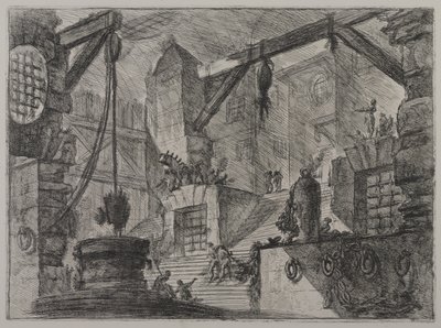 Invenzioni Capric di Carceri; Hind 13, Eerste Staat van Drie, ca. 1749 door Giovanni Battista Piranesi