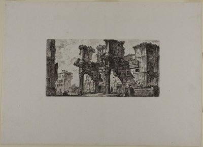 Deel van het Forum van Nerva, plaat vijf uit Some Views of Triumphal Arches and other monuments door Giovanni Battista Piranesi
