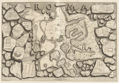 Pianta de Roma disegnata colla situazione di tutti i monumenti antichi door Giovanni Battista Piranesi