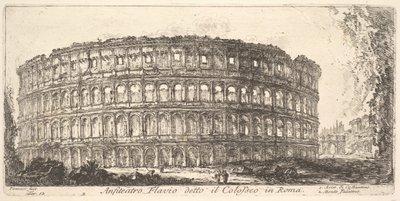Plaat 12: Flavisch Amfitheater, genaamd het Colosseum. 1. Boog van Constantijn. 2. Palat..., ca. 1748 door Giovanni Battista Piranesi