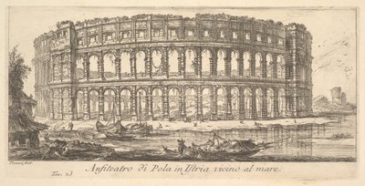 Plaat 23: Amfitheater van Pola in Istrië nabij de zee Anfiteatro di Pola in Istria vi..., ca. 1748 door Giovanni Battista Piranesi