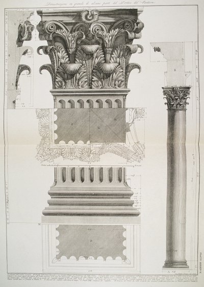 Plaat LXXXIV-V Demonstratie op grote schaal van een deel van het Portiek van het Pantheon uit 