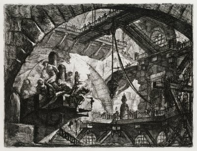 Gevangenen op een uitspringend platform door Giovanni Battista Piranesi