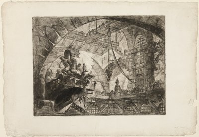 Gevangenen op een Uitstekend Platform, plaat 10 uit Denkbeeldige Gevangenissen door Giovanni Battista Piranesi