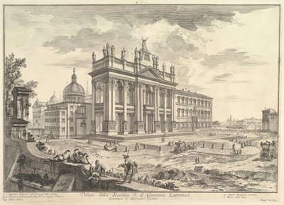 S. Giovanni in Laterano, hoofdgevel, met paleis en Scala Santa aan de rechterkant, ca. 1749 door Giovanni Battista Piranesi