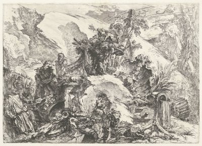 Skeletten en sculpturen door Giovanni Battista Piranesi